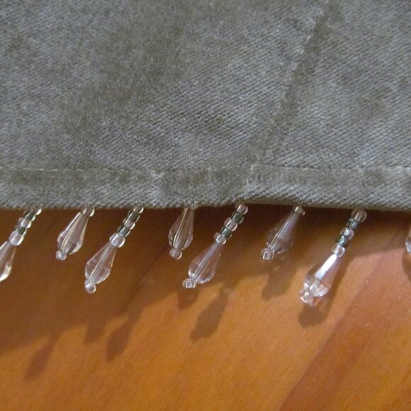 Curtain Valance with Beaded Trim Fringe Scalloped Olive Green 54 x 17.5 - Picture 6 of 16